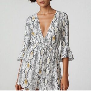 Express Beige and Black Snake Print Rompers